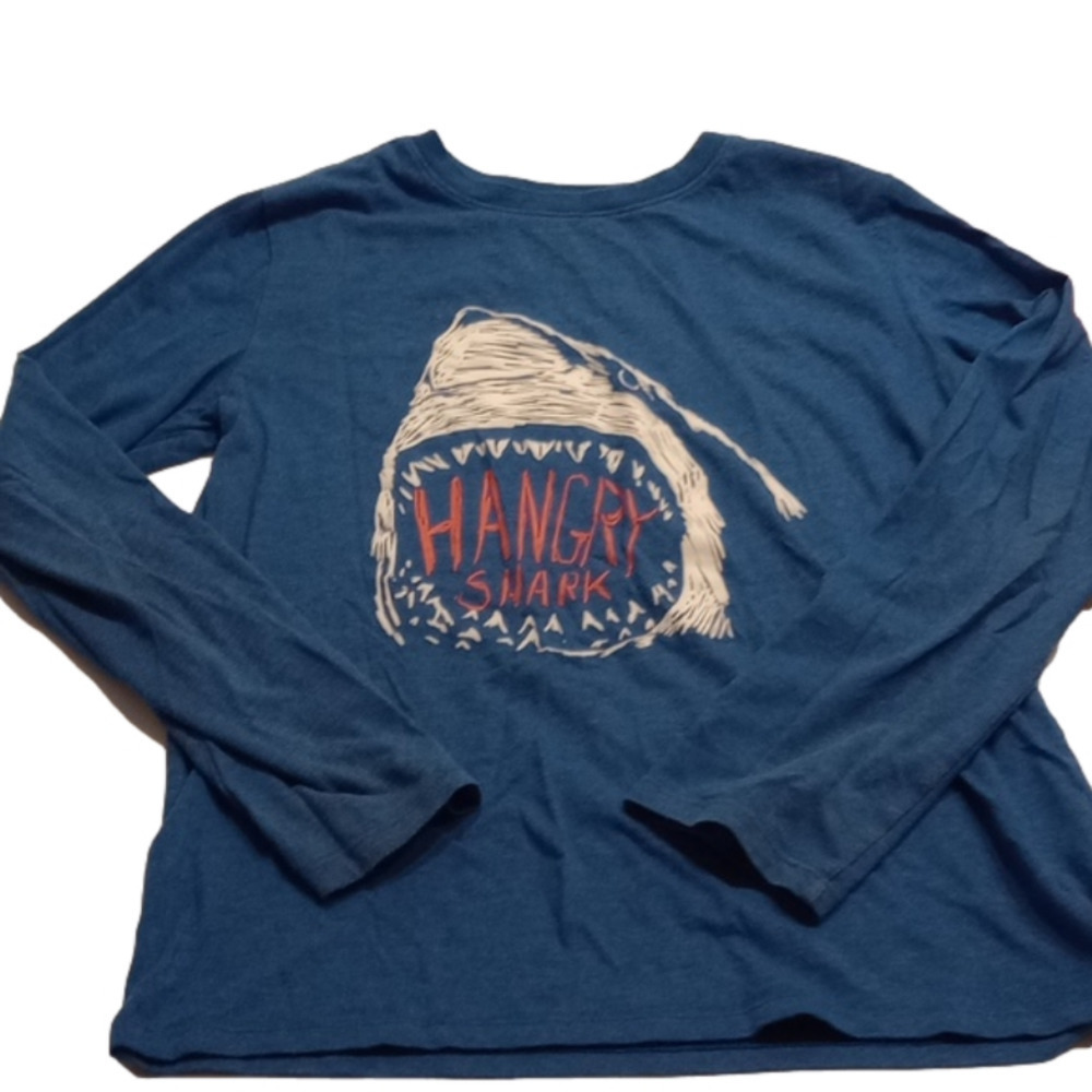 Cat & Jack kids long sleeve graphic shirt, size Large (12/14), blue